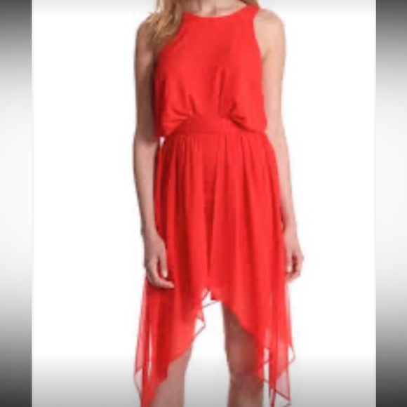 Red Sleeveless Asymmetrical Sleeveless Dress! - Picture 6 of 16